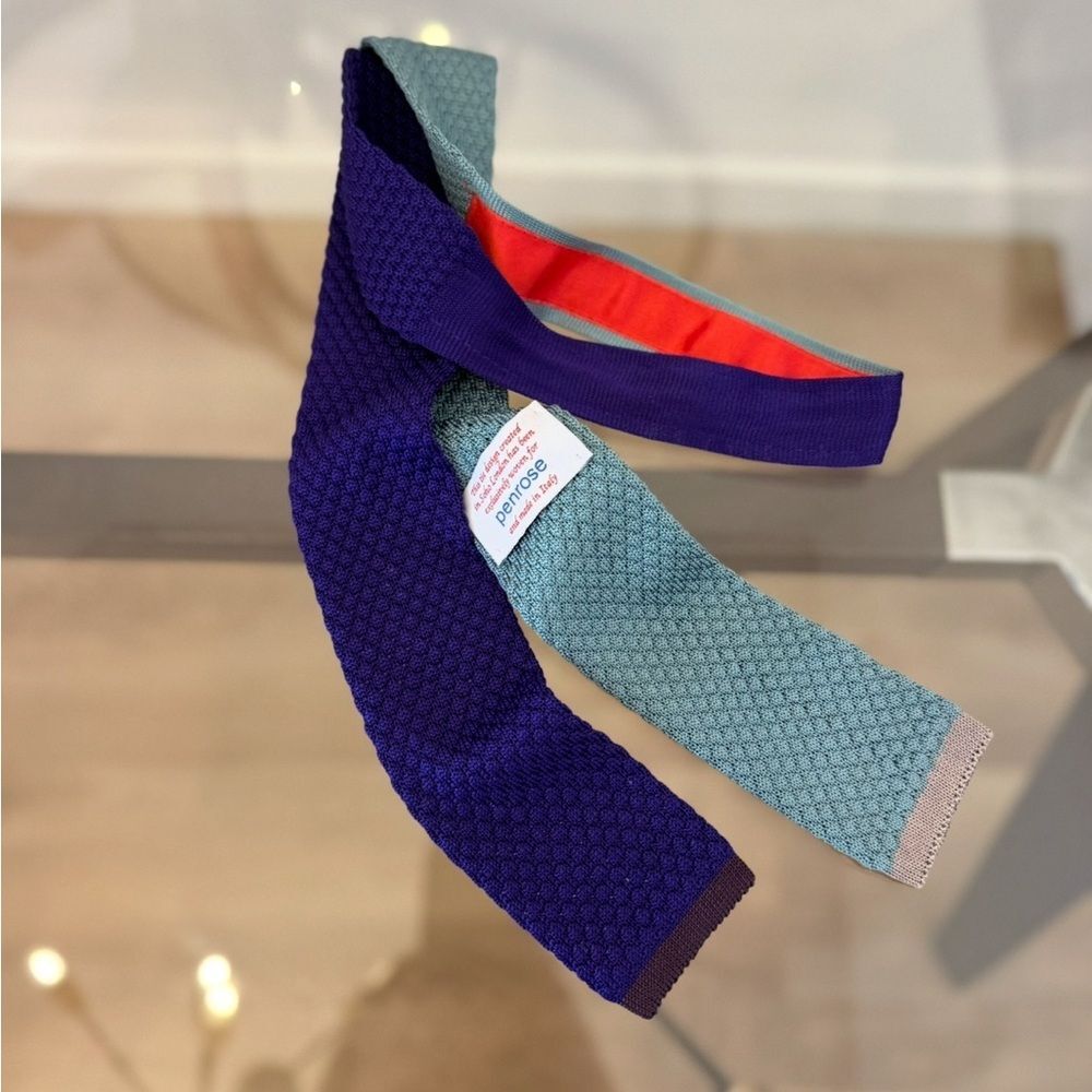 Penrose SoHo London 100% Pure Silk Italian Woven Square Edge Tie
